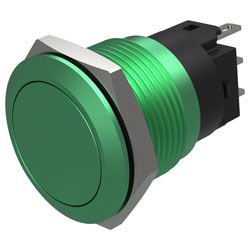 EAO 82-6851.1000 Pushbutton Momentary 22mm Green Flush no LED Solder Terminals