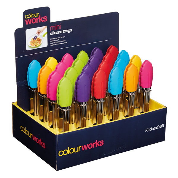 Kitchen Craft Colourworks CWMINITONGDISP Display of 24 Mini Tongs 