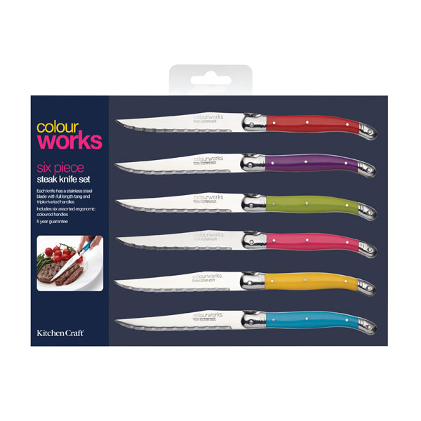 Kitchen Craft Colourworks CWSTEAK6 6 Piece Steak Knife Set Rapid Online