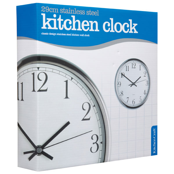 Kitchen Craft KCCLOCK5 Stainless Steel 25cm Clock Rapid Online