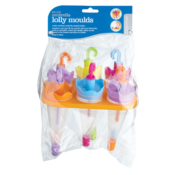 Kitchen Craft KCLOLLYUMB Set of 6 Umbrella Lolly Makers With Stand