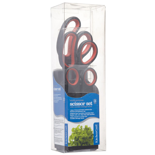 KitchenCraft 3-Piece Kitchen Scissors Set and Storage Block