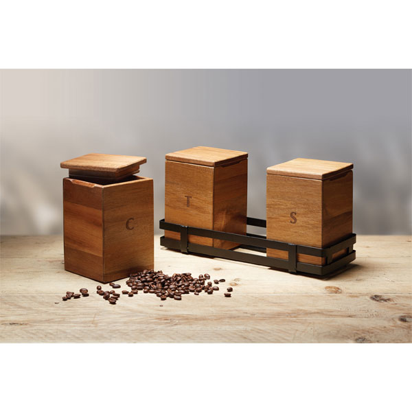 Wooden tea coffee sugar hot sale sets