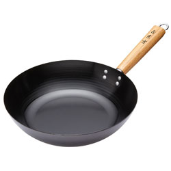 Kitchen Craft PODLXWOK12 Oriental Carbon Steel 30cm Non-Stick Wok Wooden Handle