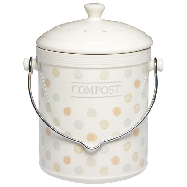 Bac à Compost De Cuisine Antikas - 6,3 L Avec Filtre à Charbon Actif, Couleur Crème - Pour Déchets Organiques