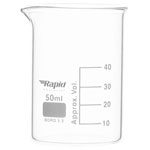 Rapid EGL0126D Glass Beakers, Low form with Spout, 50 ml pack of 12