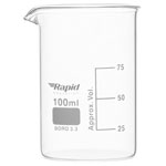 Rapid EGL0126E Glass Beakers, Low form with Spout, 100 ml pack of 12