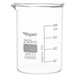 Rapid EGL0126G Glass Beakers, Low form with Spout, 250 ml pack of 12