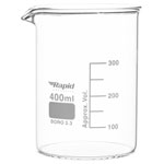 Rapid EGL0126H Glass Beakers, Low form with Spout, 400 ml pack of 6