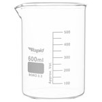 Rapid EGL0126J Glass Beakers, Low form with Spout, 600 ml pack of 6