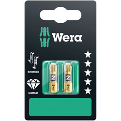 Wera 05073339001 855/1 BDC Premium Plus Pozidriv PZ2 Screwdriver Bits, Set of 2