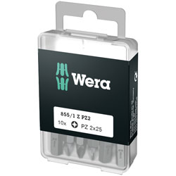 Wera 05072404001 855/1 Classic Tough Pozidriv PZ2 Screwdriver Bits, Pack of 10