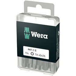 Wera 05072412001 Classic Torx Bits With 1/4in Hexagon Drive TX 40, Pack of 10