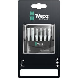 Wera 05073635001 Premium Mini-Check Slotted/PH/PZ Bits, 6-Piece Set