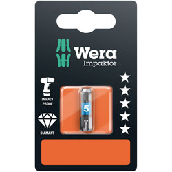 Wera 05073905001 840/1 Impaktor Diamond Bits for Hex-Plus Socket Screws, SW5