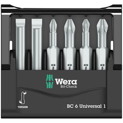 Wera 05056474001 Mini-Check Slotted/Phillips/Pozidriv Bits 50mm, 6-Piece Set