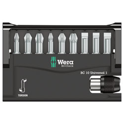 Wera 05056161001 8100-9/TZ 10-Pce Slot/Phillips/Pozi Bit-Check and Holder Set