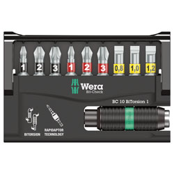 Wera 05056374001 8700-9 Rapidaptor Bit Holder with Bi-Torsion Bits, 10-Piece Set