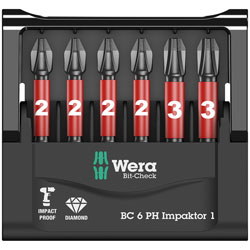 Wera 05057691001 Mini-Check Impaktor 1 Phillips Bits, 6-Piece Set