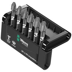 Wera 05057692001 Mini-Check Impaktor 3 Pozidriv Bits, 6-Piece Set