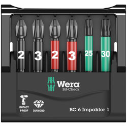 Wera 05057695001 Mini-Check Impaktor 4 PH/PZ/Torx Bits, 6-Piece Set