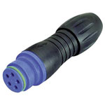 Binder 99-9114-60-05 Female Cable Mount 5 Pin Blue Code with Solder Terminal