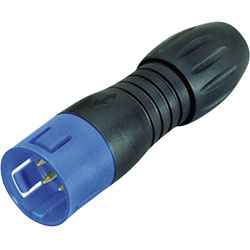 Binder 99-9105-60-03 Male Cable Mount 3 Pin Blue Code with Solder Terminal