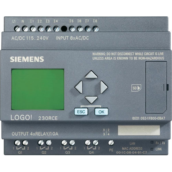 Siemens 6ED1052-1MD00-0BA7 LOGO! 12/24RCE Logic Module Display 12