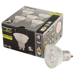 Integral LED Glass GU10 LED Bulb Warm White 3.6W (35W) 2700K 260lm Pack of 5 ND