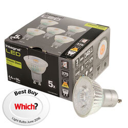 Integral LED Glass GU10 LED Bulb Warm White 4.4W (50W) 2700K 375lm Pack of 5 ND