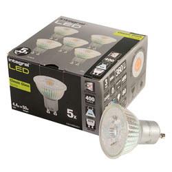 Integral LED Glass GU10 LED Bulb Neutral White 4.4W (50W) 4000K 400lm Pack of 5 