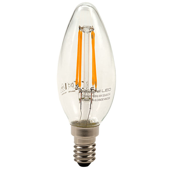 Integral LED E14 Candle Filament LED Bulb 4W (36W) Warm White 2700K 420lm ND Rapid Online