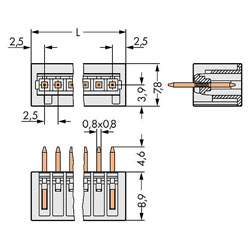 WAGO 733-336 Male MCS-MICRO 6P 2.5mm Vertical Mount