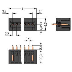 WAGO 734-144/105-604 Male MCS-MINI 14P 3.5mm Straight Solder Pins Pk100