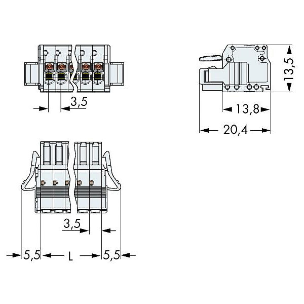 WAGO 2734-124/037-000 Female MCS-MINI 24P 3.5mm Locking Levers Pus...