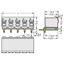 WAGO 2092-3352 picoMAX® eCOM 7.5 Female 2P Grip Plate Angled