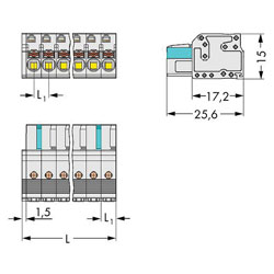 WAGO 2721-115/026-000/136-000 Female MCS-MIDI 15P 5mm Push Buttons0