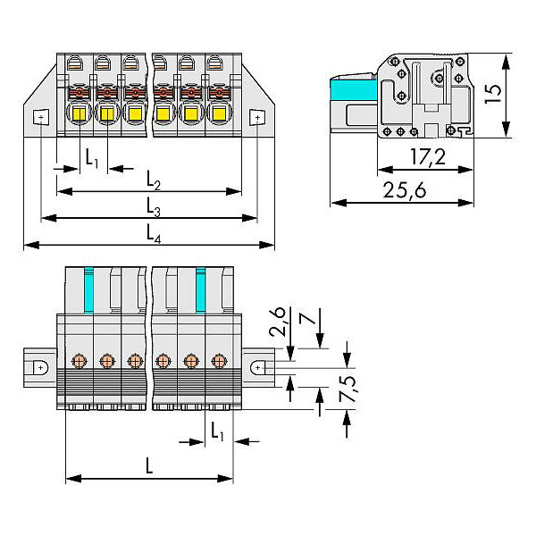 WAGO 2721-120/031-000 Female MCS-MIDI 20P 5mm Flanged Push Buttons0