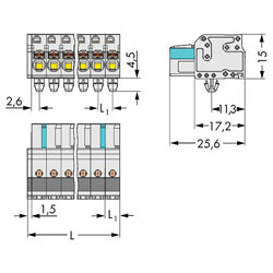 WAGO 2721-102/008-000 Female MCS-MIDI 2P 5mm Snap-in Feet Push Buttons