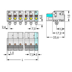 WAGO 2721-202/008-000 Female MCS-MIDI 2P 7.5mm Snap-in Feet Push Buttons