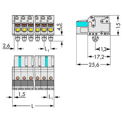 WAGO 2721-114/008-000 Female MCS-MIDI 14P 5mm Snap-in Feet Push Buttons