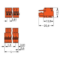 WAGO 2734-212 Female MCS-MINI 12P 3.81mm Push Buttons