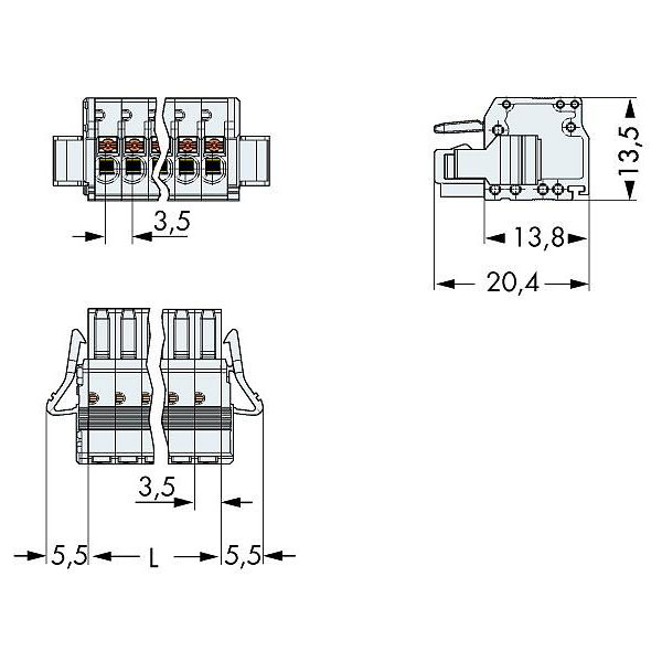 WAGO 2734-113/037-000 Female MCS-MINI 13P 3.5mm Locking Levers Pus...