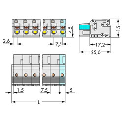 WAGO 2721-204/026-000 Female MCS-MIDI 4P 7.5mm Push Buttons