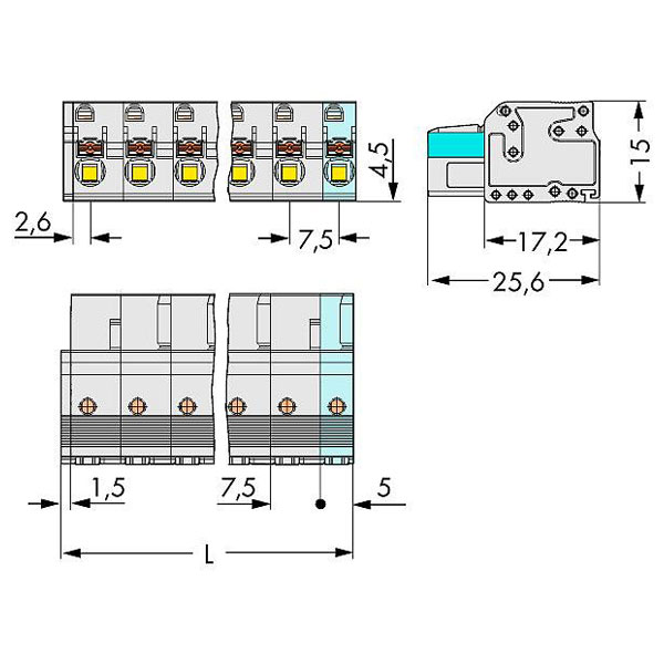 WAGO 2721-211/026-000 Female MCS-MIDI 11P 7.5mm Push Buttons