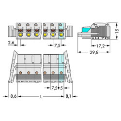 WAGO 2721-212/037-000 Female MCS-MIDI 12P 7.5mm Locking Levers Push Buttons0