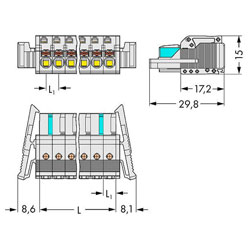 WAGO 2721-104/037-000 Female MCS-MIDI 4P 5mm Locking Levers Push Buttons