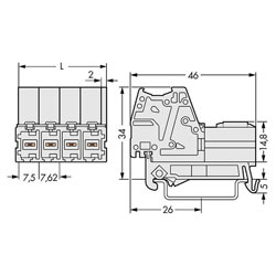 WAGO 831-3204/007-000 Male MCS-MAXI 4P 7.62mm DIN 35 Adaptor