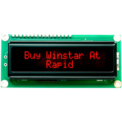 Winstar WH1602B-RTI-JT 16x2 LCD Red Characters On Black Background 80x36x13.5mm