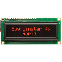 Winstar WEH001602ARPP5N00000 16x2 OLED Red Characters On Black Background